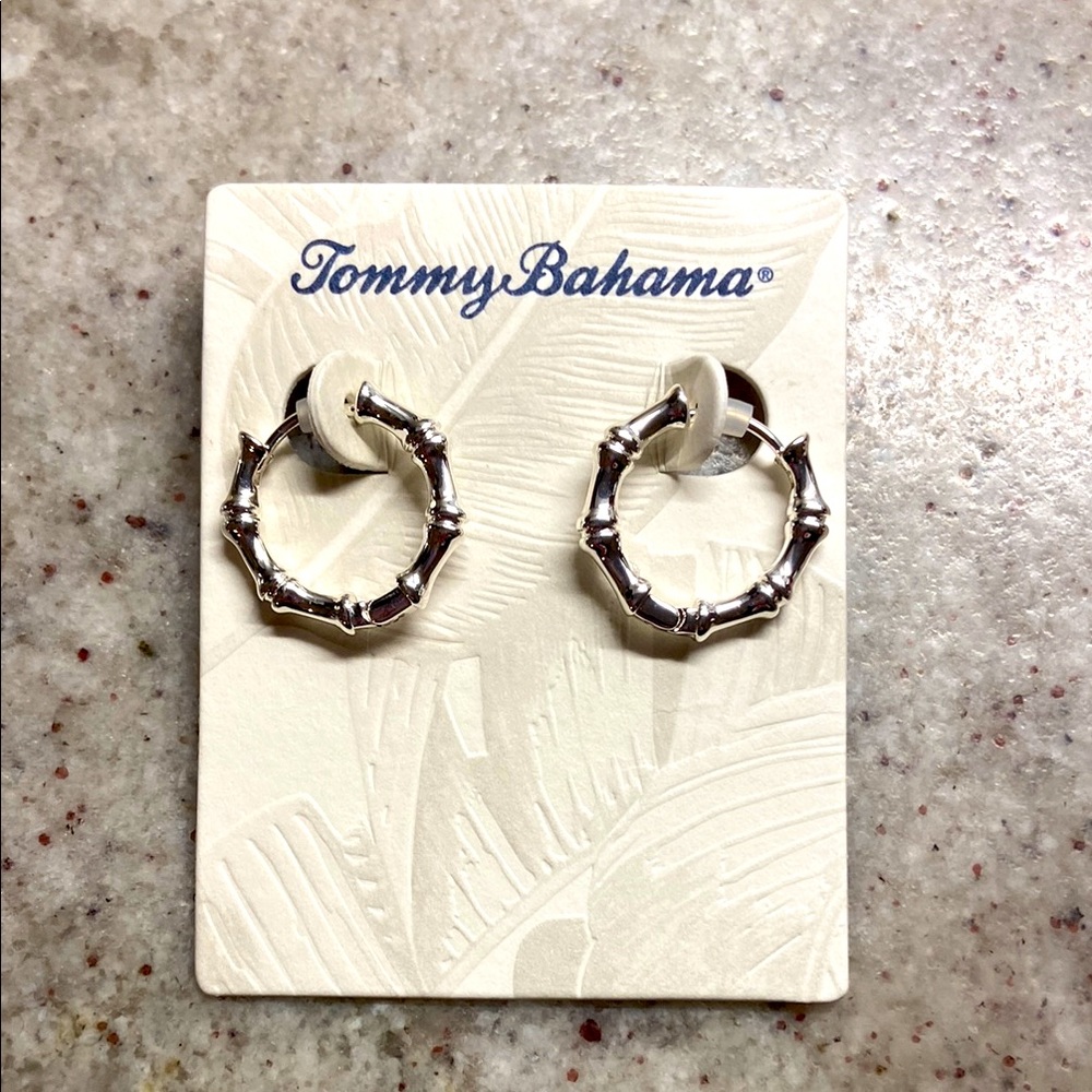 Tommy Bahama silver bamboo hoops! NWT!